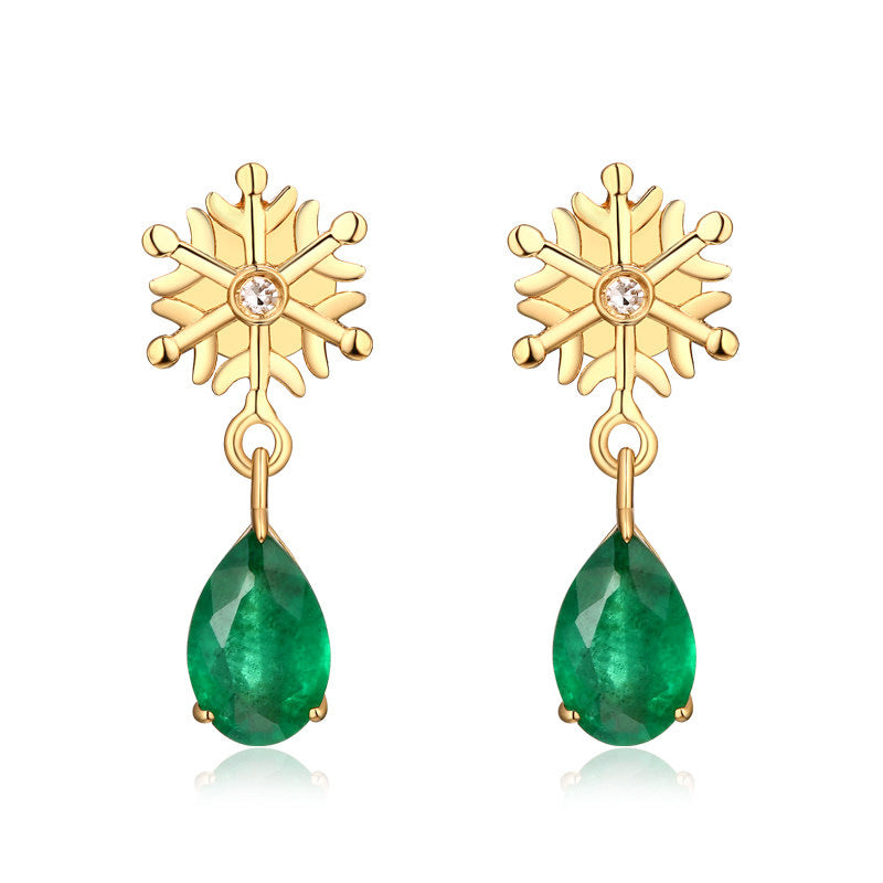 Snowflake Imitation Green Tourmaline Low Luxury Earrings