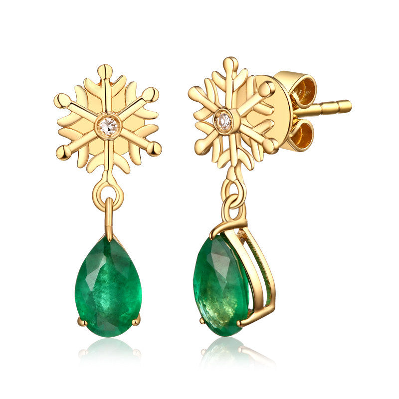 Snowflake Imitation Green Tourmaline Low Luxury Earrings