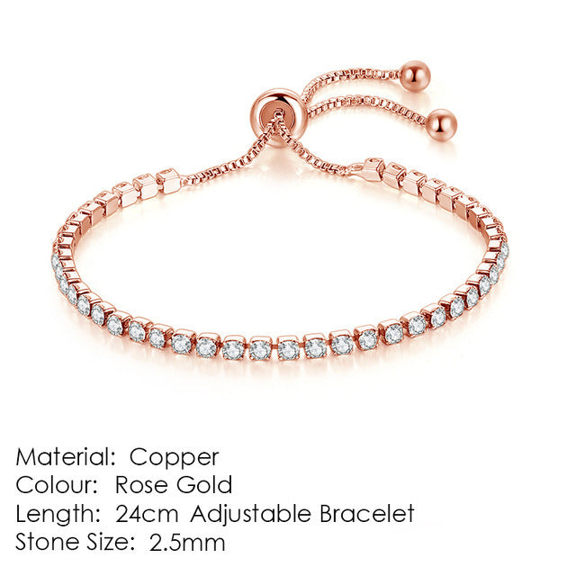 Unique Women's Single-row Diamond Adjustable Crystal Bracelet