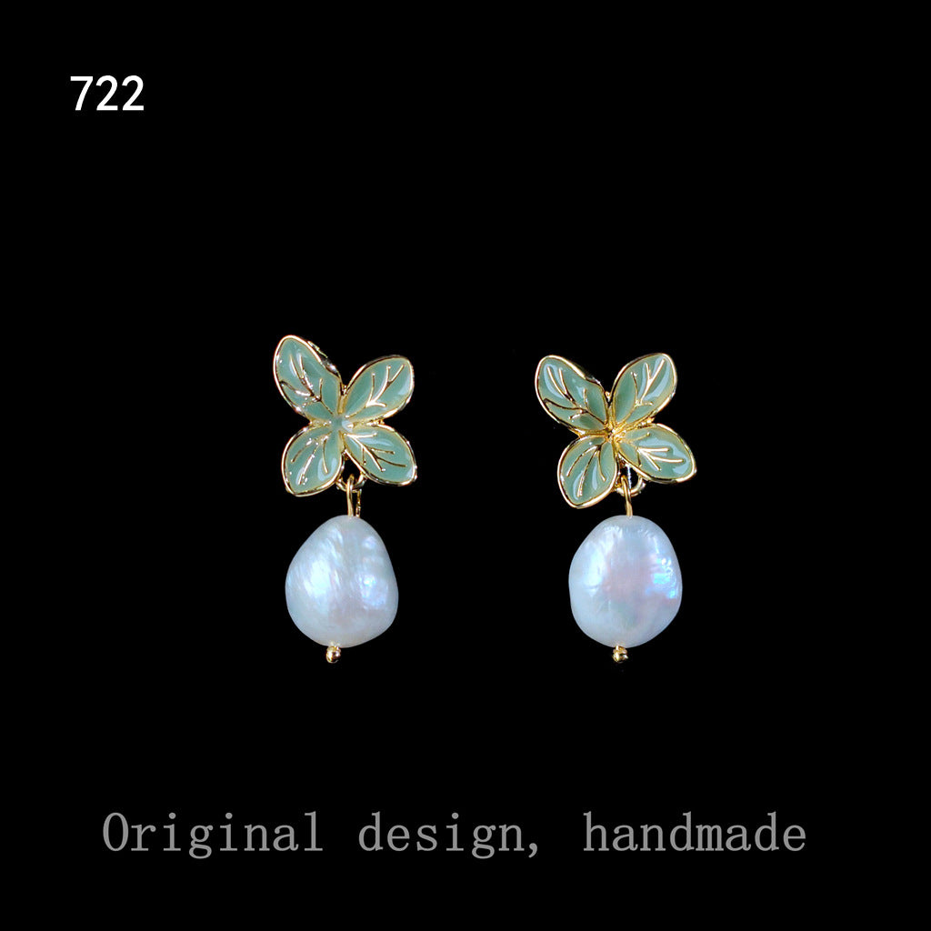 Creative Drip Glazed Fresh Water Pearl Earrings