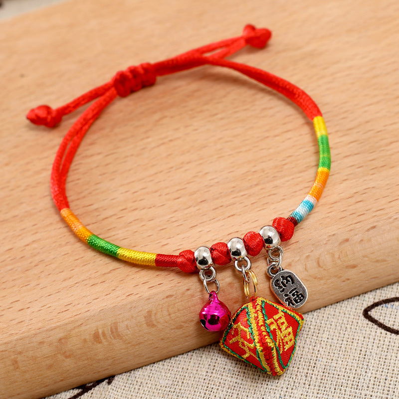 Children's Colorful Rope Hand-woven Blessing Naji Embroidery Tiger Head Gourd Small Bracelet