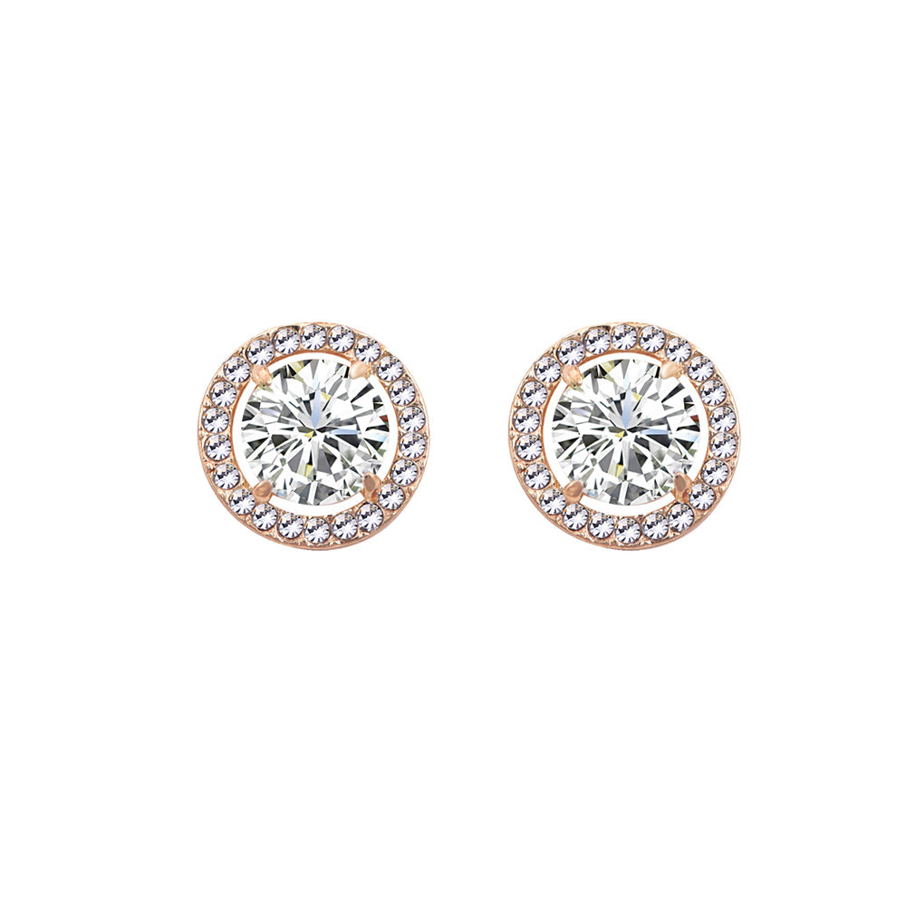 Popular Zircon Eight Hearts Arrows Ear Rings