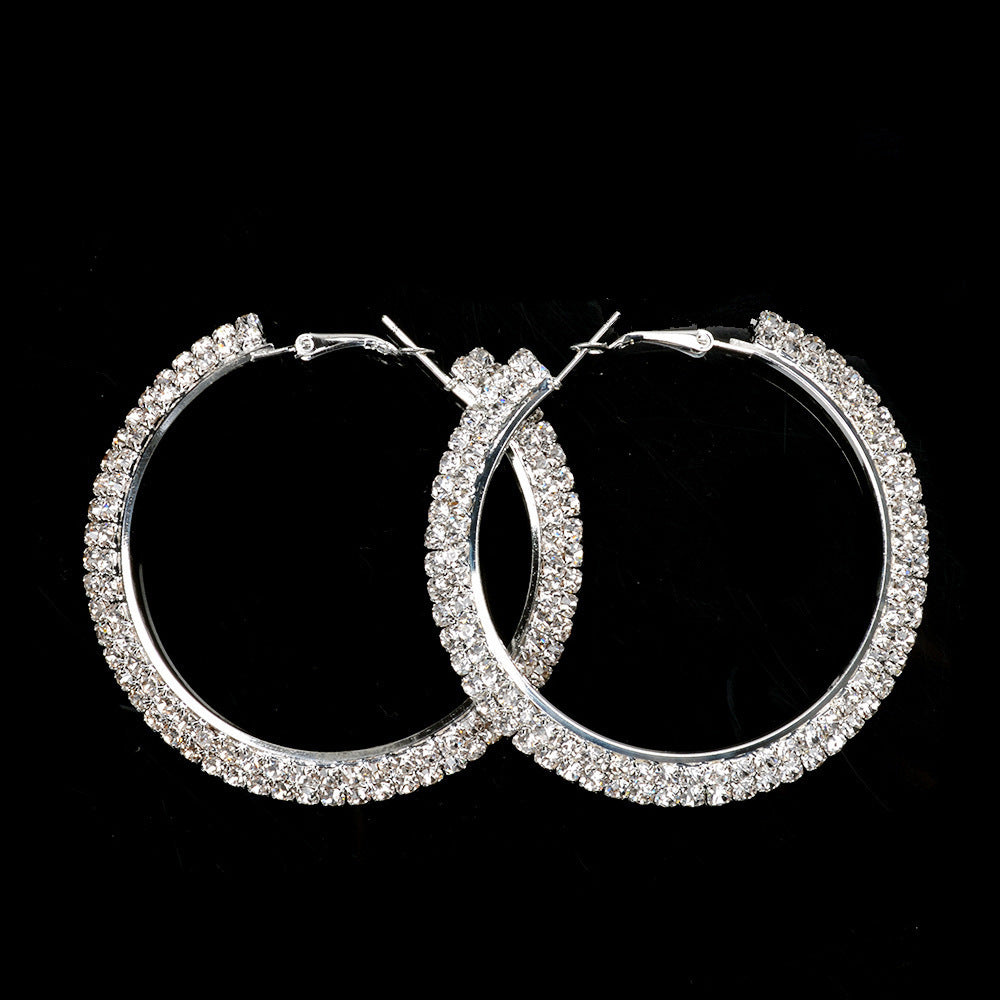 Beautiful Rhinestone Plating Large Circle Exquisite Stud Earrings