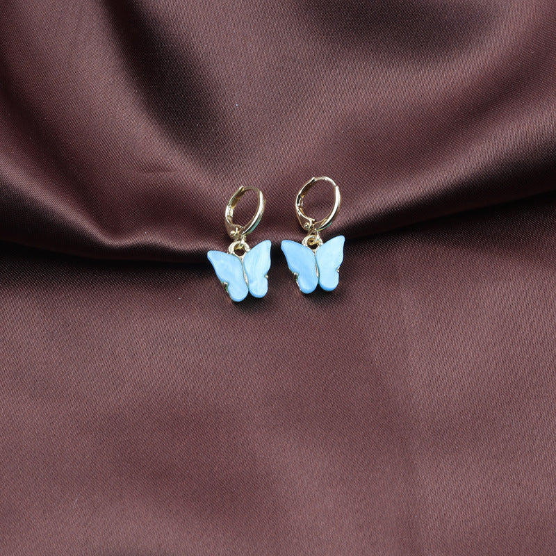 Fashion Colorful Acrylic Butterfly Small Fresh Earrings