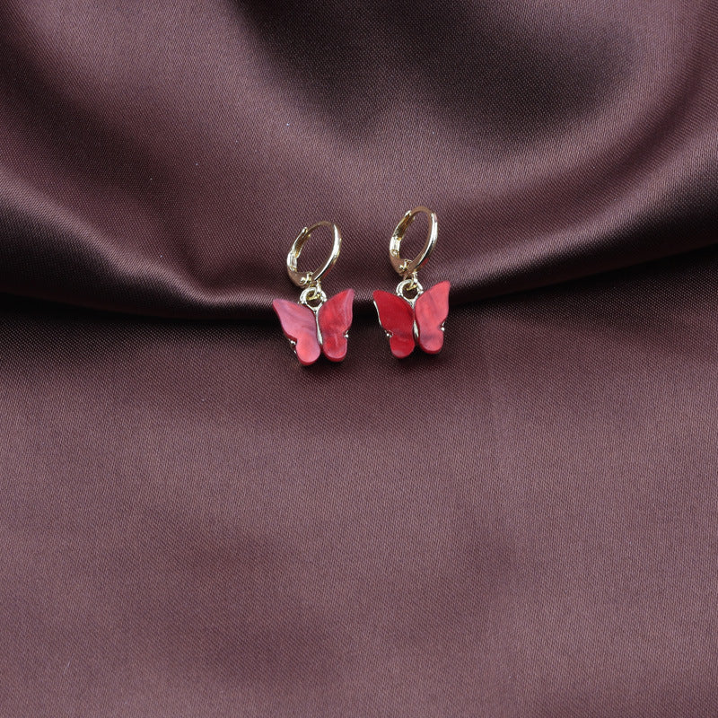 Fashion Colorful Acrylic Butterfly Small Fresh Earrings