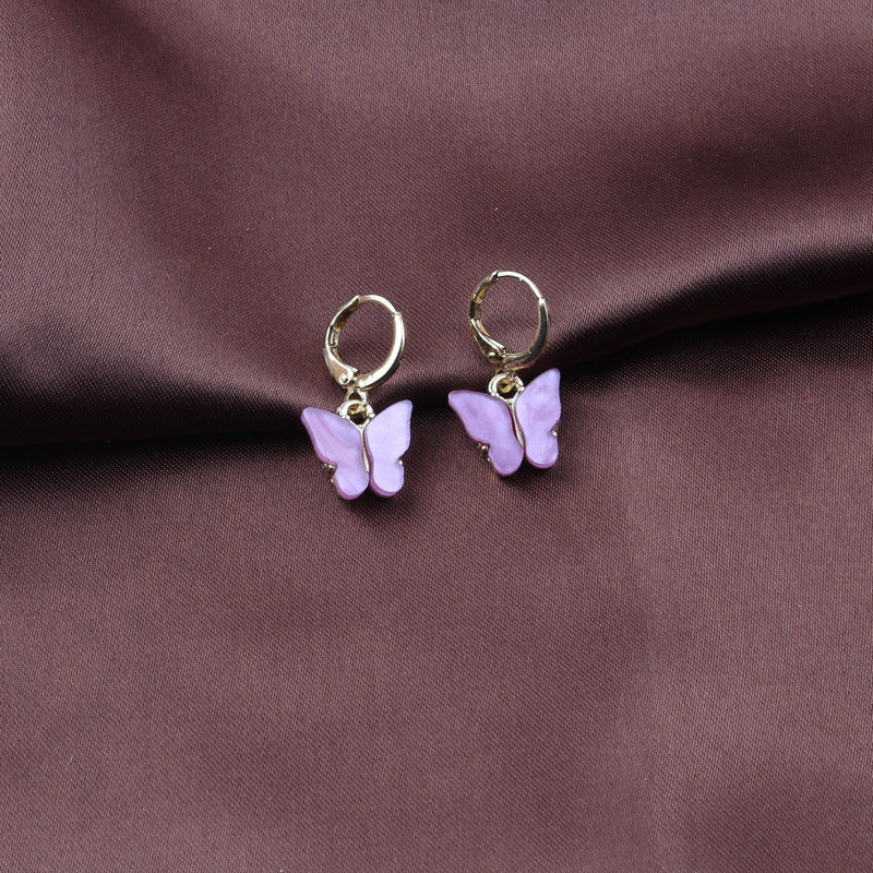 Fashion Colorful Acrylic Butterfly Small Fresh Earrings