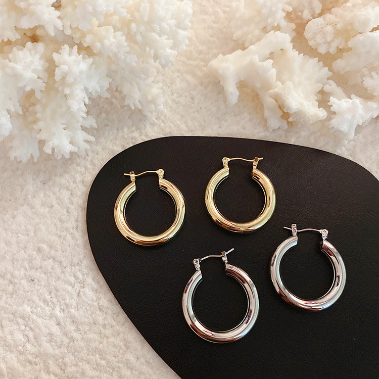 Boucles d'oreilles en métal pour femmes, simples, capricieuses, cercle