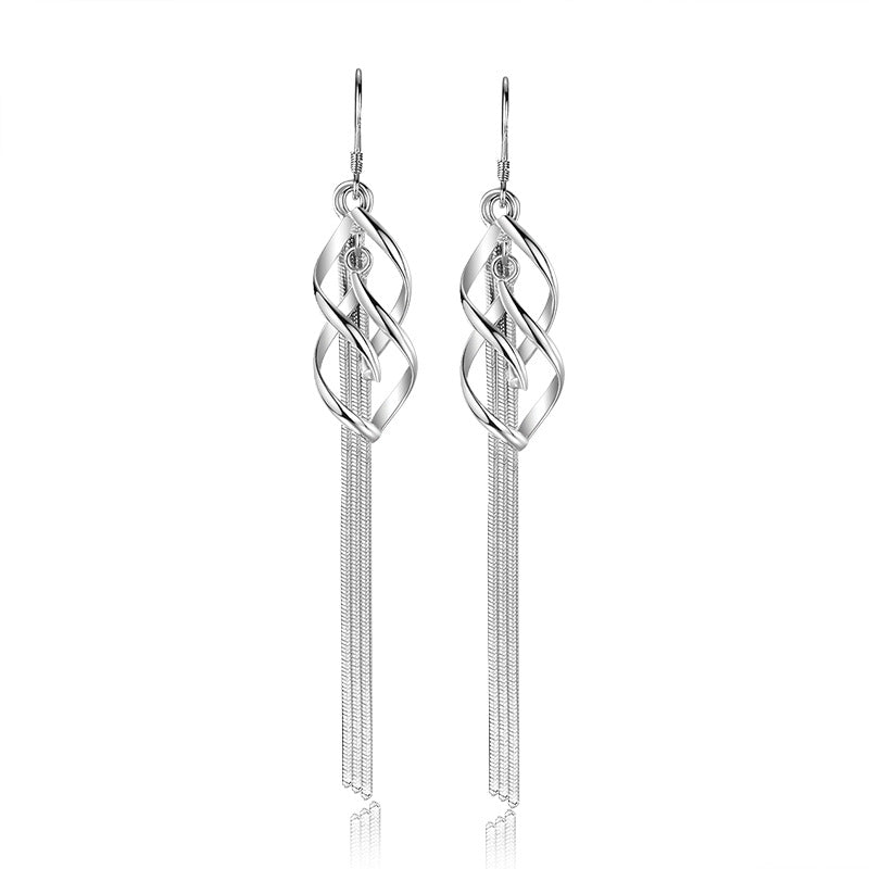 Boucles d'oreilles longues à la mode pour femmes, torsion rotative, amour