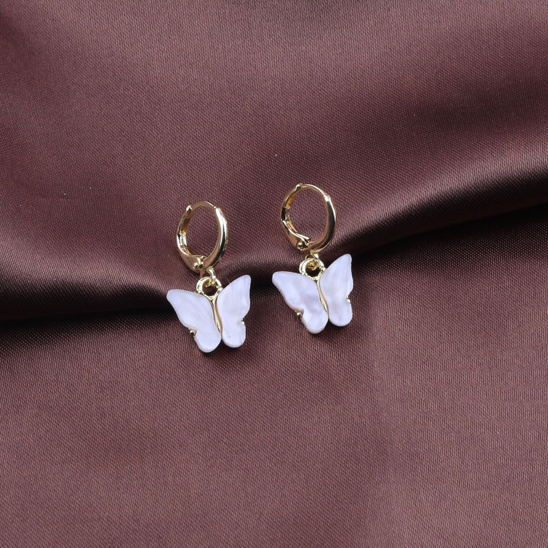 Fashion Colorful Acrylic Butterfly Small Fresh Earrings