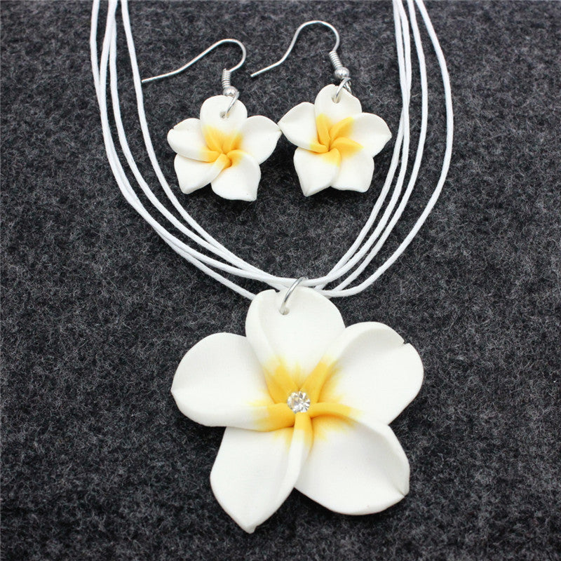 Women's Soft Pottery Flower Two-piece Polymer Clay Egg Earrings