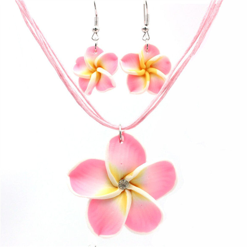 Women's Soft Pottery Flower Two-piece Polymer Clay Egg Earrings