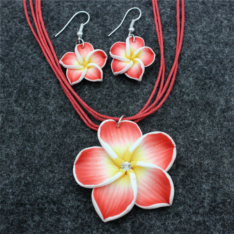Women's Soft Pottery Flower Two-piece Polymer Clay Egg Earrings