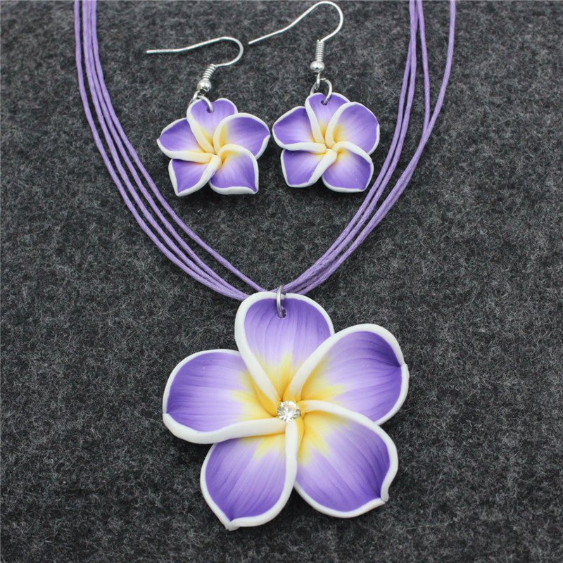 Women's Soft Pottery Flower Two-piece Polymer Clay Egg Earrings