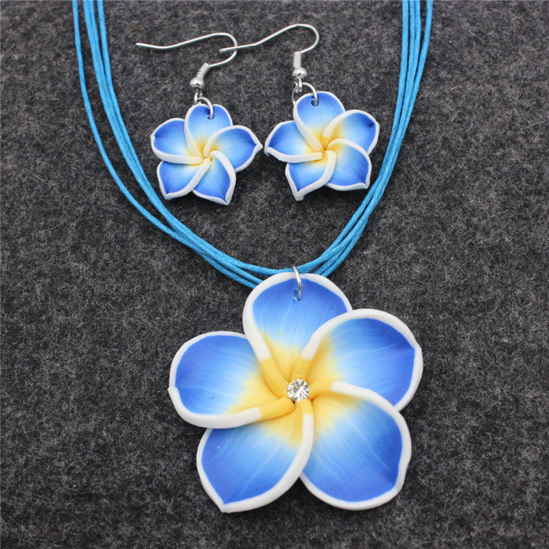 Women's Soft Pottery Flower Two-piece Polymer Clay Egg Earrings