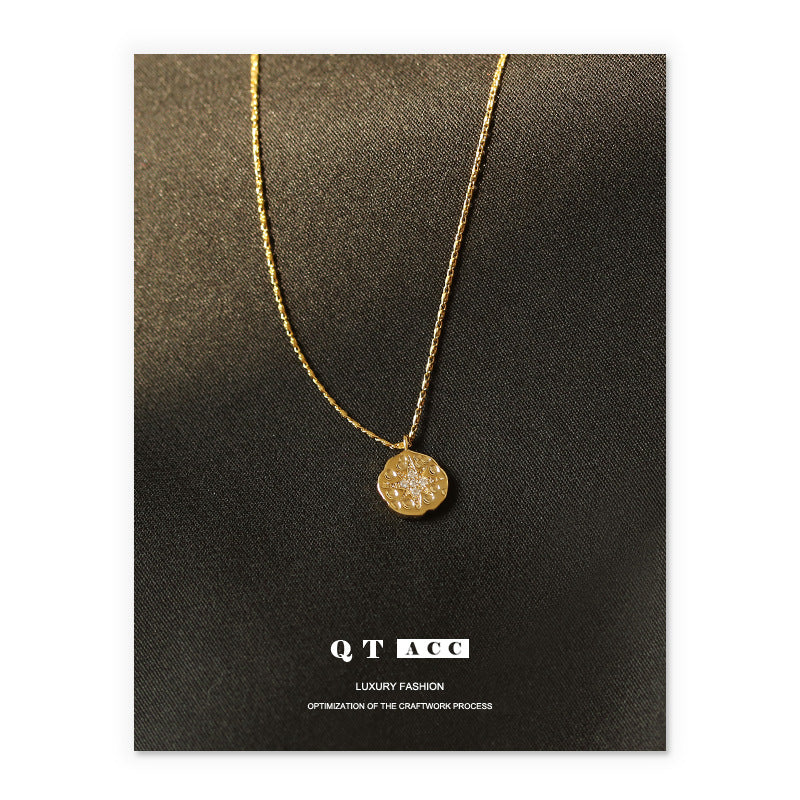 Button Pendant Eight Awn Star Gold Necklaces