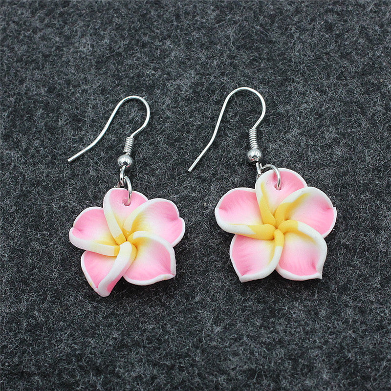 Women's Soft Pottery Flower Two-piece Polymer Clay Egg Earrings