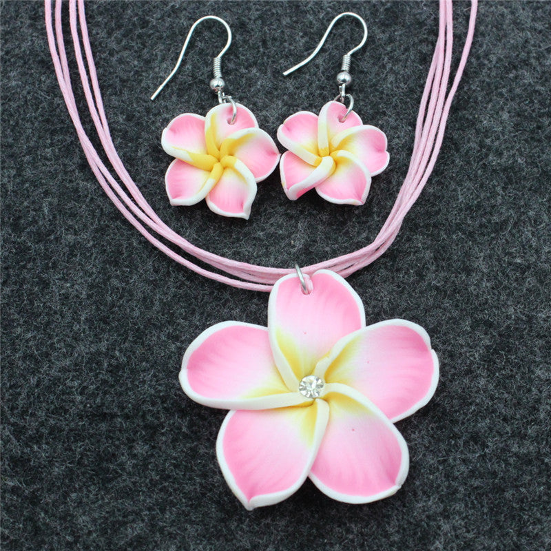 Women's Soft Pottery Flower Two-piece Polymer Clay Egg Earrings