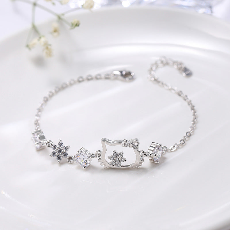 Bracelets cadeaux en argent Sterling pour femme, Hello Cat