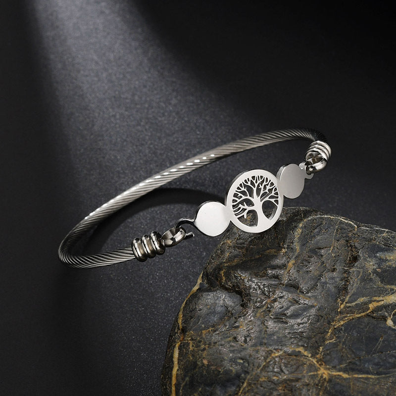 Three-color Stainless Steel Wire Lucky Tree Love Five-pointed Star Braided Bracelet