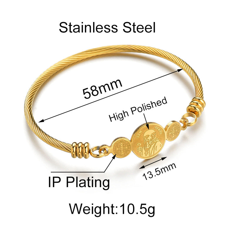 Three-color Stainless Steel Wire Lucky Tree Love Five-pointed Star Braided Bracelet
