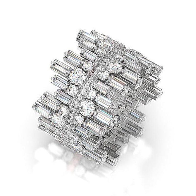 Women's Shi Irregular Full Circle Zircon Luxury Rings