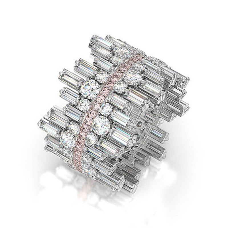 Women's Shi Irregular Full Circle Zircon Luxury Rings