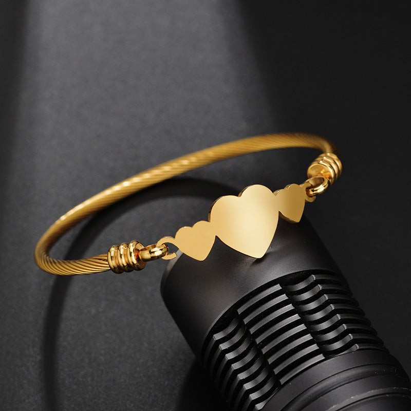 Three-color Stainless Steel Wire Lucky Tree Love Five-pointed Star Braided Bracelet