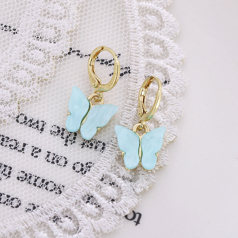 Fashion Colorful Acrylic Butterfly Small Fresh Earrings