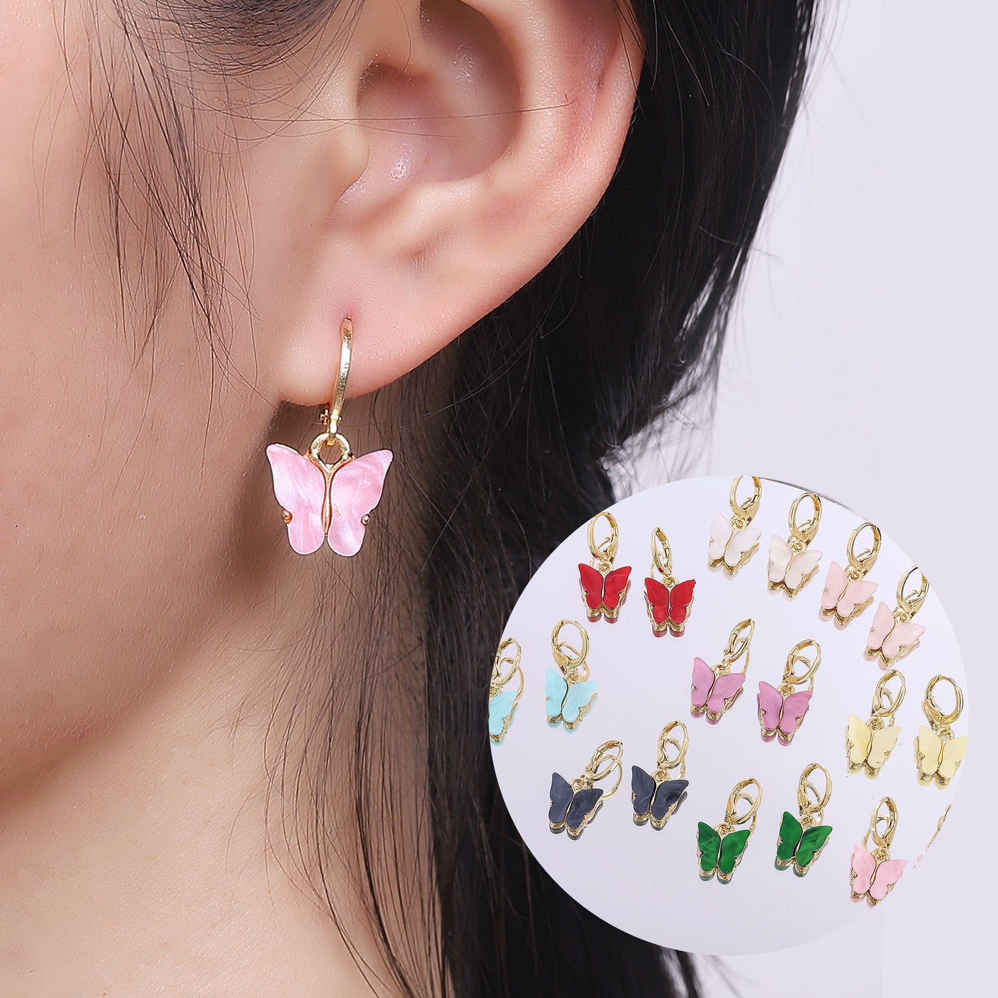 Fashion Colorful Acrylic Butterfly Small Fresh Earrings