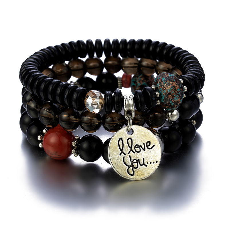 Women's Beads String Layered Fashionable Personalized English Bracelets