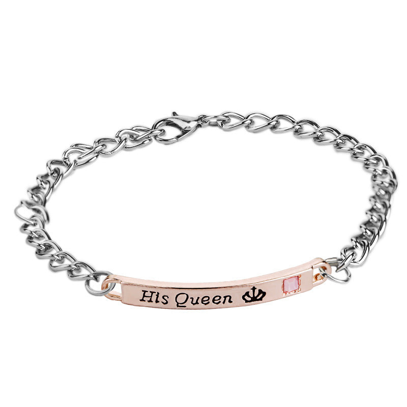 Ornement lettres créatives couronne Couple bracelets en diamant