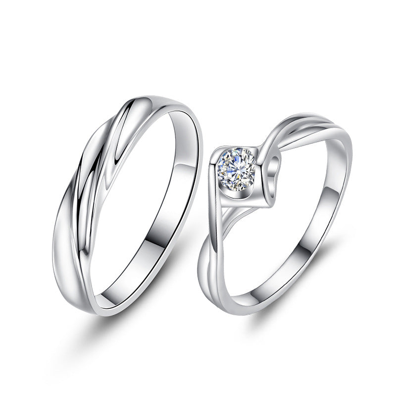 Couple Love Simulation Diamond Design Fashion Rings