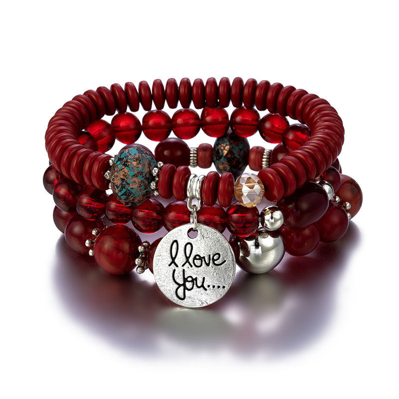 Women's Beads String Layered Fashionable Personalized English Bracelets