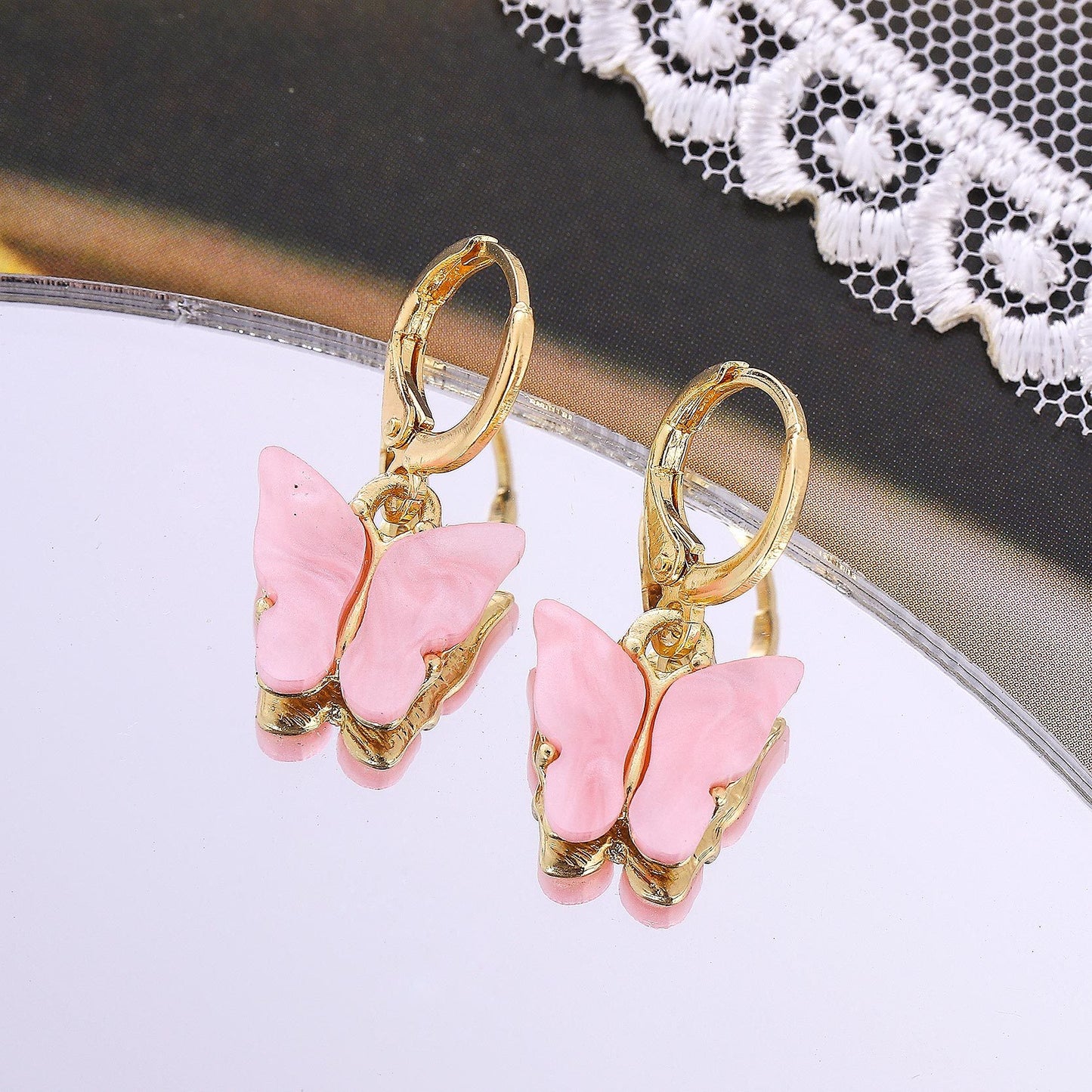 Fashion Colorful Acrylic Butterfly Small Fresh Earrings