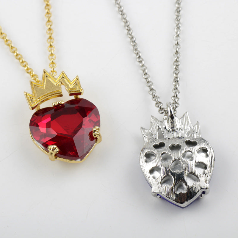 Movie Descendant Peripheral Peach Heart Crystal Crown Necklace
