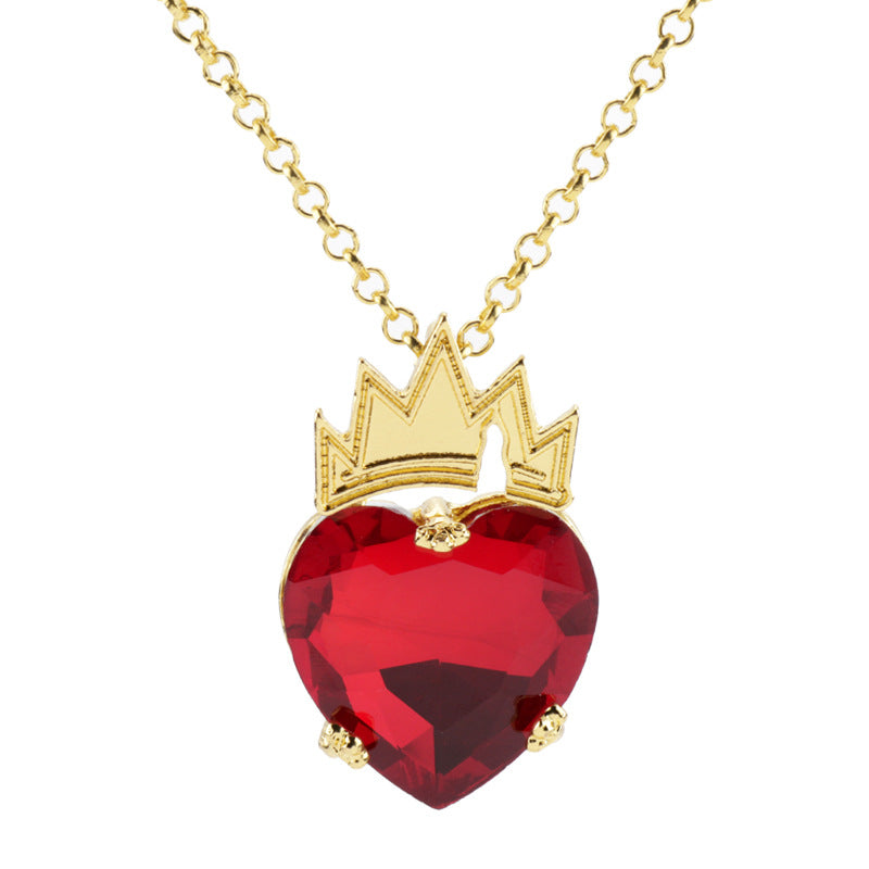 Movie Descendant Peripheral Peach Heart Crystal Crown Necklace