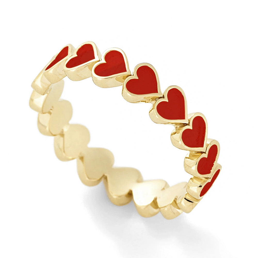 Dripping Oil Love Heart-shaped Multicolor Peach Rings