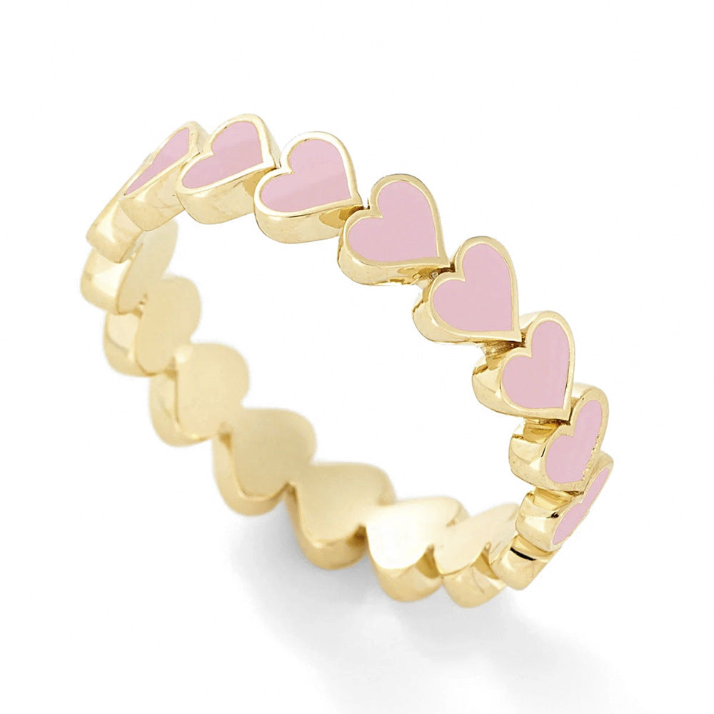 Dripping Oil Love Heart-shaped Multicolor Peach Rings