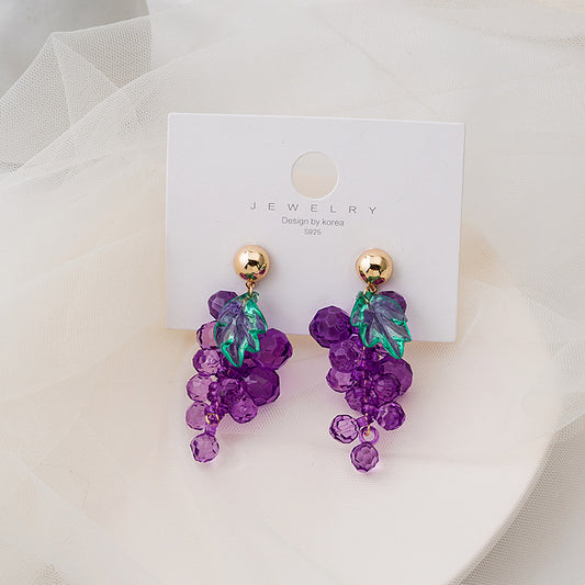 Grape Cluster Cute Design Sense Simple Creative Earrings