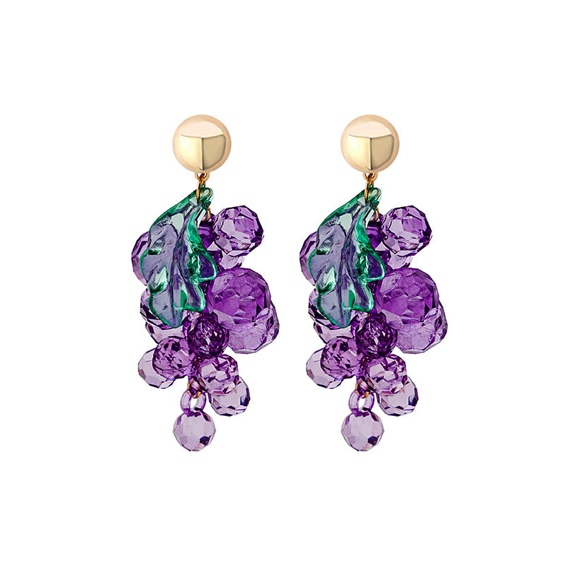 Grape Cluster Cute Design Sense Simple Creative Earrings