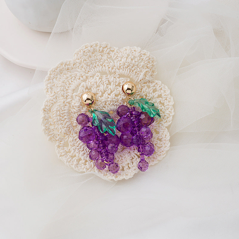 Grape Cluster Cute Design Sense Simple Creative Earrings