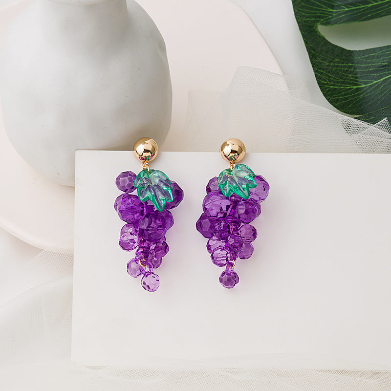 Grape Cluster Cute Design Sense Simple Creative Earrings