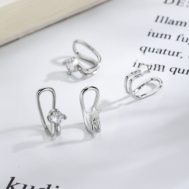 Gu Combination Small Diamond Bones Pseudo Cool Female Super Ear Clip