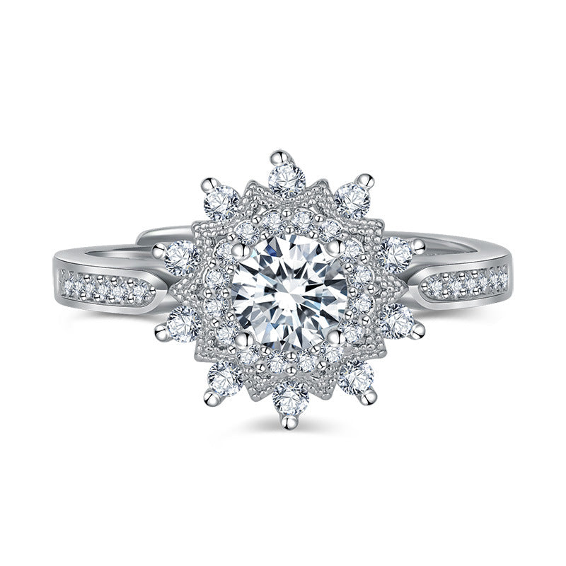 Creative Moissanite Snowflake Wedding Diamond Adjustable Rings