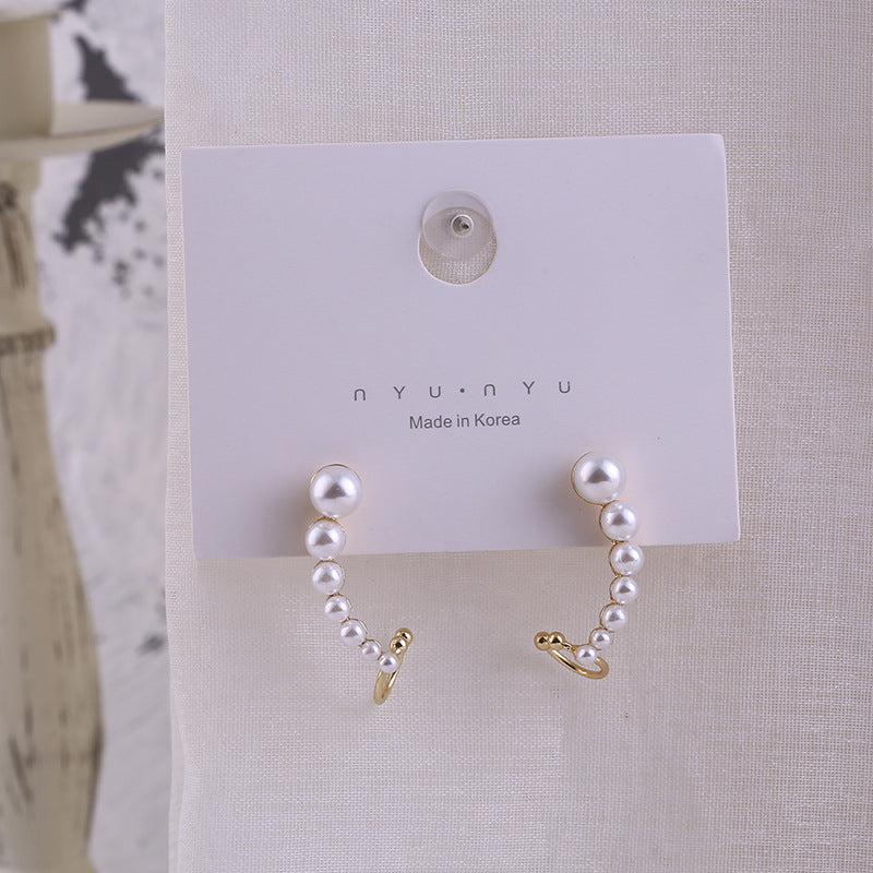 Sier Needle Pearl Female Korean Ear Clip One-piece Earrings