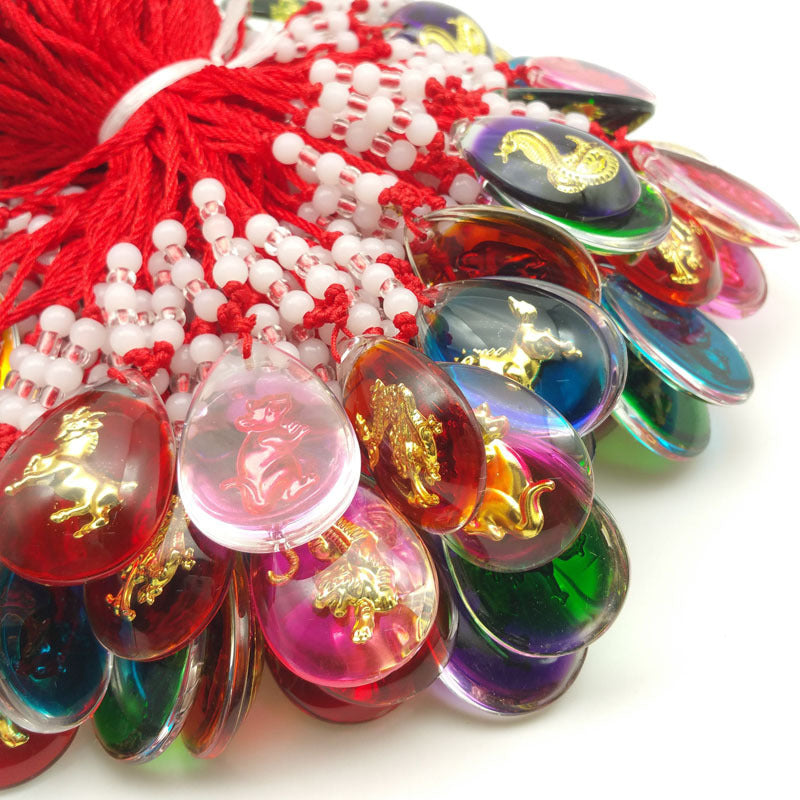 Women's & Men's Gold Buddha Inlaid Red Rope Gift Necklace