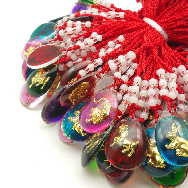 Women's & Men's Gold Buddha Inlaid Red Rope Gift Necklace