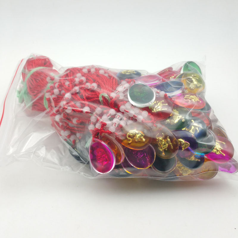 Women's & Men's Gold Buddha Inlaid Red Rope Gift Necklace