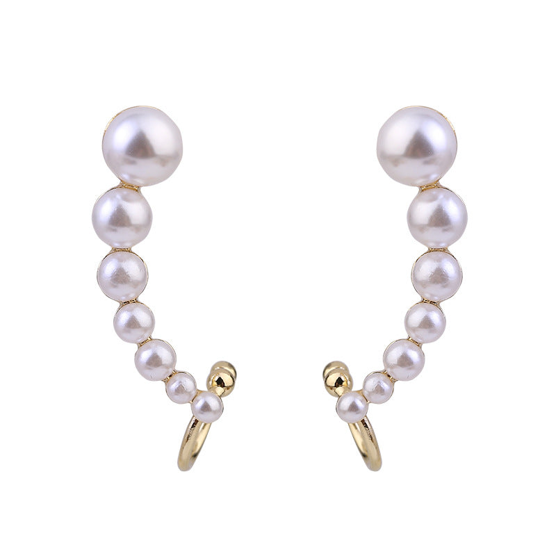 Sier Needle Pearl Female Korean Ear Clip One-piece Earrings