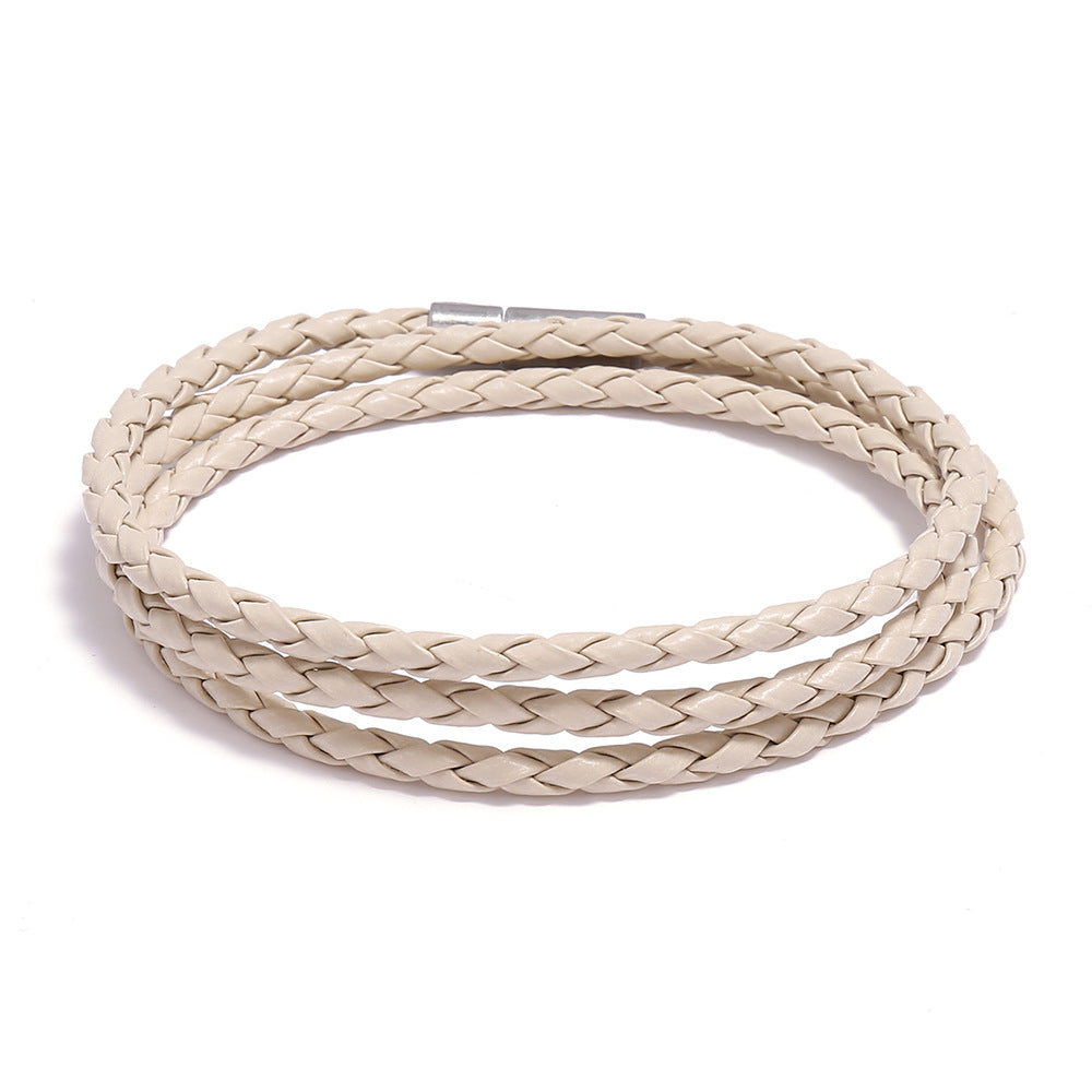 Men's Korean Woven Twisted Leather Rope Bracelets